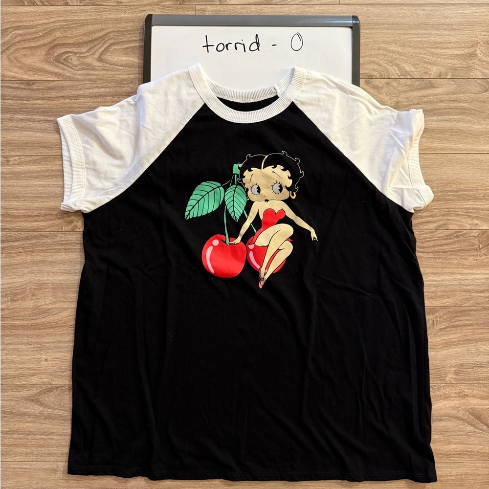 torrid Black and White Betty Boop Cherry Ringer TShirt 0X